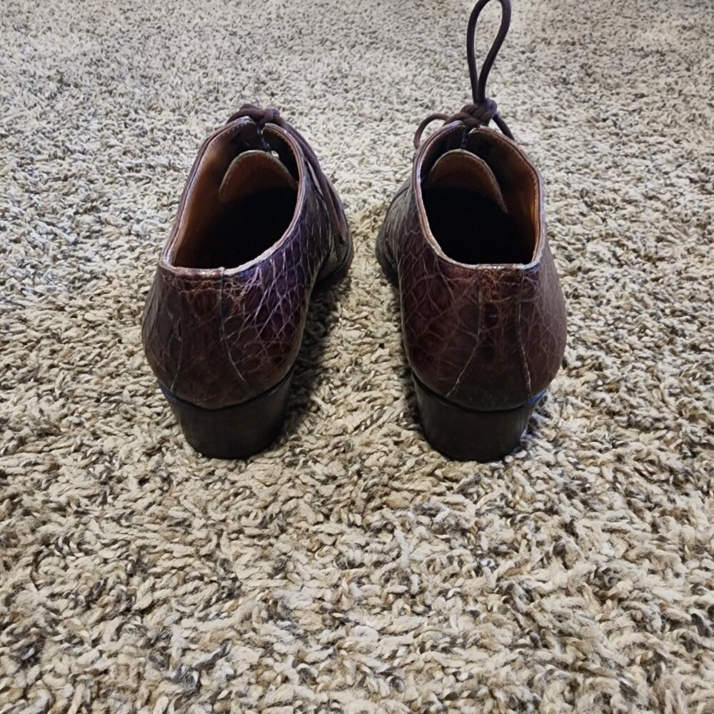 Vintage Women's Ralph Lauren Lace-Up Oxford Heel Round Toe Crocodile Leather 6.5 - Picture 5 of 12